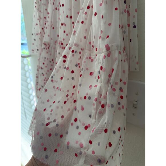 Stella McCartney Girls' Dot Print Long Sleeve Tulle Dress, size 5, pink polkadot - Picture 5 of 7
